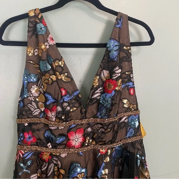 Bronx & Banco Paradise Sequin Lace Flared Dress Embellished Floral Sz L‎ 8 - Picture 3 of 9